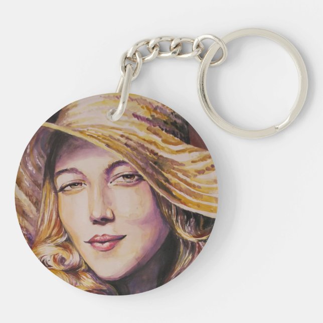 Woman with hat key ring (Back)