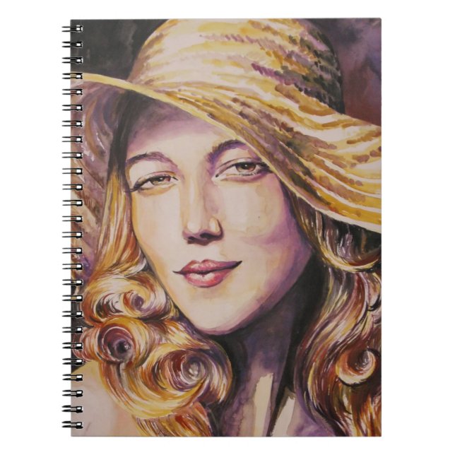 Woman with hat spiral notebook (Front)