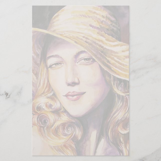 Woman with hat stationery (Front)