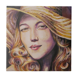 Woman with hat tile