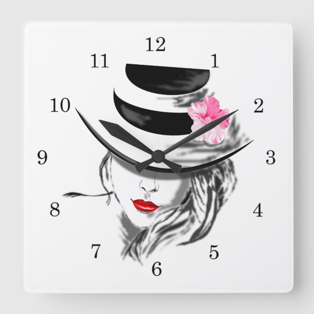 Woman with Hat Wall Clock (Front)