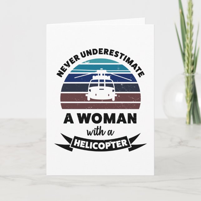 Woman with Helicopter Funny Gift Mum Card (Front)