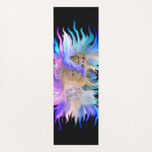 Woman with Horse and Butterfly Yoga Mat