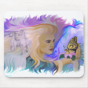 Woman with Horse Mouse Pad