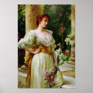 Woman with Irises Fine Art Poster