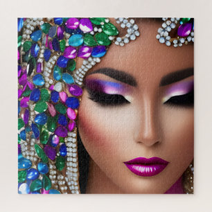 Woman with Jeweled Head Art Jigsaw Puzzle