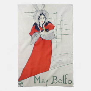 Woman with Kitten, Henri de Toulouse-Lautrec Tea Towel