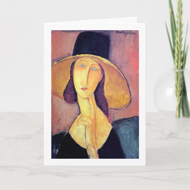 Woman with Large Hat, Modigliani Card (Front)