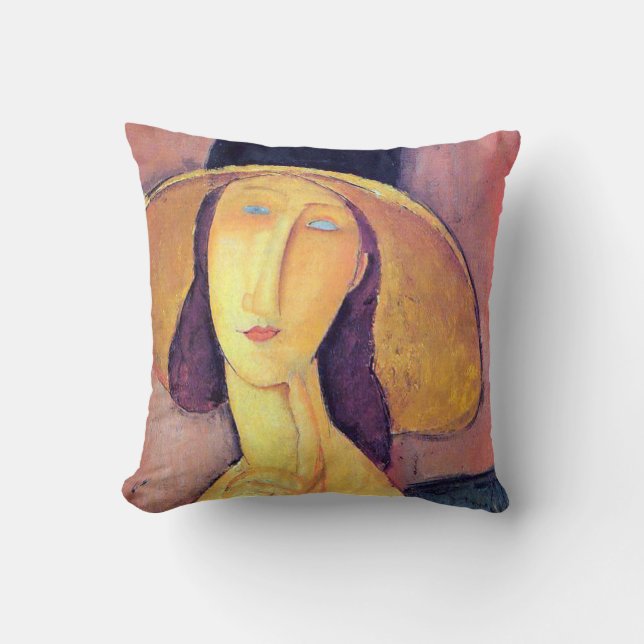 Woman with Large Hat, Modigliani Cushion (Front)