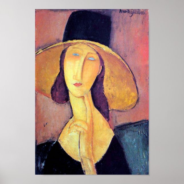 Woman with Large Hat, Modigliani Poster (Front)
