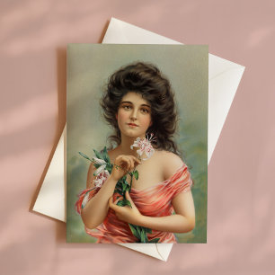 Woman with Lily   Louis Prang & Co. Card