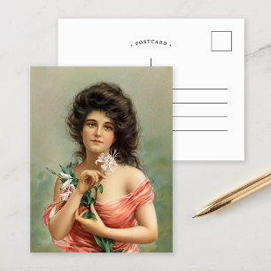 Woman with Lily Louis Prang & Co. Postcard