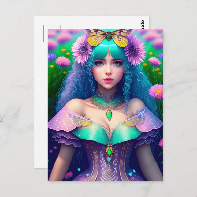 Woman with Moth, Postcrossing Postcard (Front/Back)