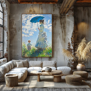 Woman with Parasol and Child – Impressionist Art Poster