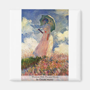 Woman With Parasol Study By Claude Monet Magnet
