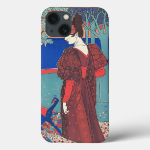 Woman With Peacocks Art Nouveau Vintage Fine Art iPhone 13 Case