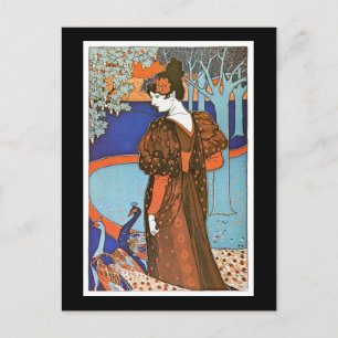 Woman with Peacocks – Louis Rhead Postcard