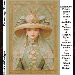 Woman with Rabbit on Easter Bonnet ER4 Decoupage Tissue Paper