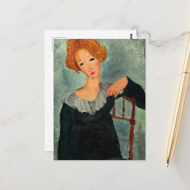 Woman with Red Hair by Amedeo Modigliani Postcard (Front/Back In Situ)