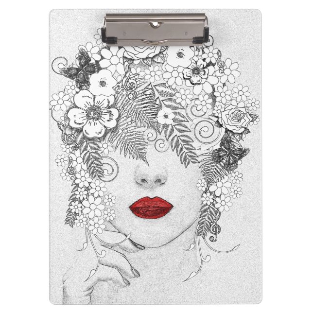 Woman with Red Lips Clipboard (Front)
