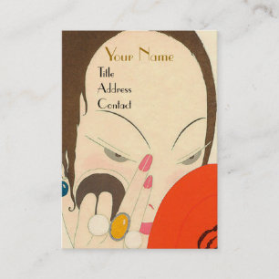 WOMAN WITH RED MIRROR Deco Beauty Fashion Makeup Business Card