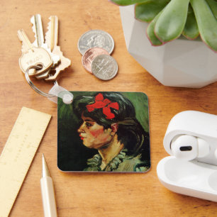 Woman with Red Ribbon Portrait by Vincent van Gogh Key Ring