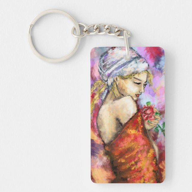Woman with Rose Keychain (Front)