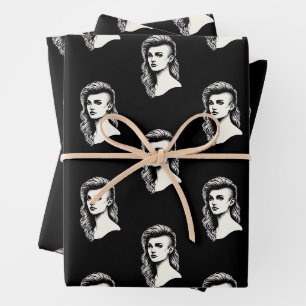 Woman with Side Shave Hairstyle Fashion Wrapping Paper Sheet