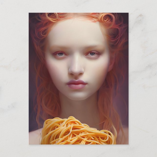 Woman With Spaghetti Postcard (Front)
