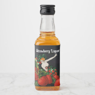 WOMAN WITH STRAWBERRIES Art Nouveau Strawberry  Liquor Bottle Label