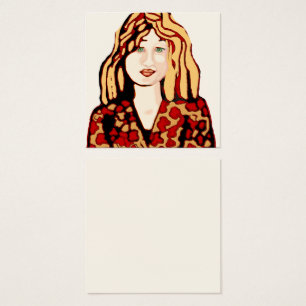 Woman with strawberry blonde hair and green eyes