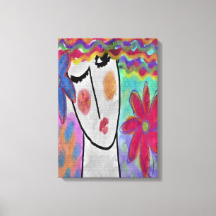 Woman with Summer Flowers Abstract Digital Art Canvas Print