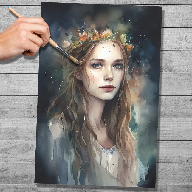 Woman with Tiara Watercolor 3 Decoupage Paper (Creator Uploaded)