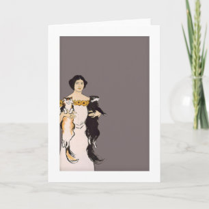 Woman with Two Cats Card