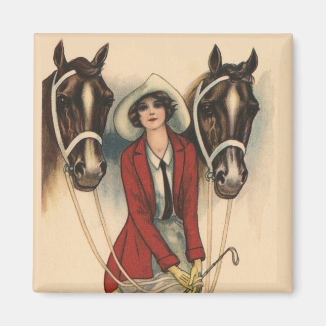 Woman with Two Horses magnet (Front)