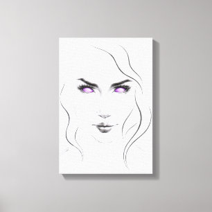 Woman with violet eyes minimal line art canvas print