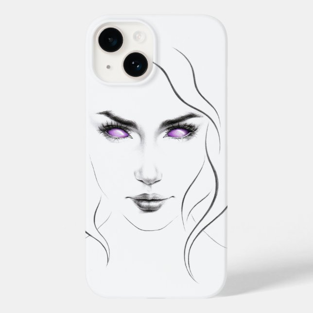 Woman with Weird Purple Eyes Minimalist Line Art Case-Mate iPhone Case (Back)