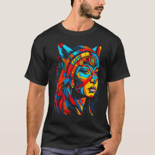 Woman Wolf Head Native American Creative T-Shirt