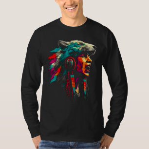 Woman Wolf Head Native American Spiritually Connec T-Shirt