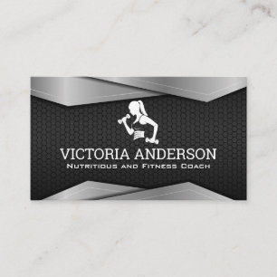 Woman Working Out Logo   Fitness and Health Business Card