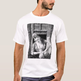 Woman wringing washing T-Shirt
