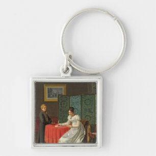 Woman Writing a Letter Key Ring