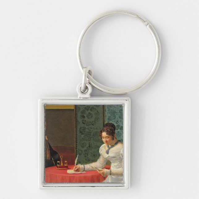 Woman Writing a Letter Key Ring (Front)