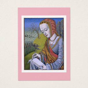 Woman writing a letter Mediaeval illustration