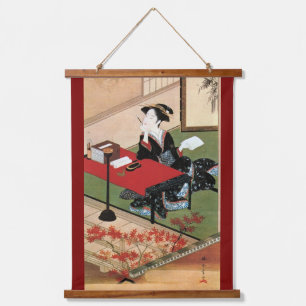 Woman Writing a Letter, Shunsho Hanging Tapestry