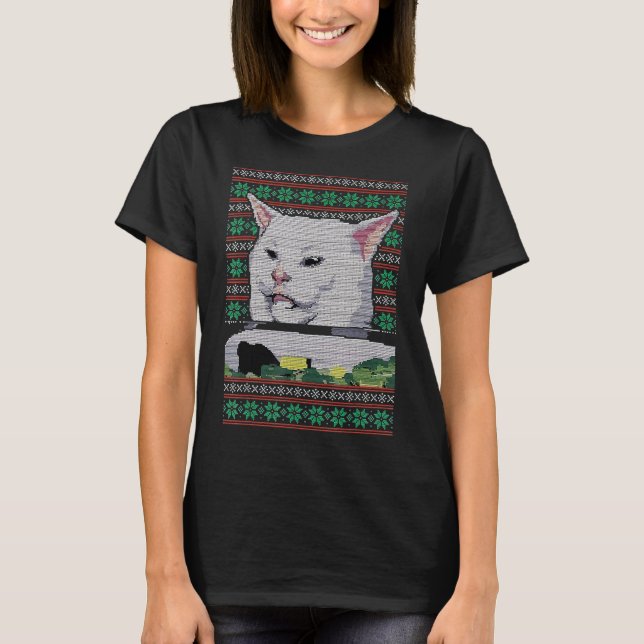 Woman Yelling at a Cat Meme Ugly Sweater (Front)
