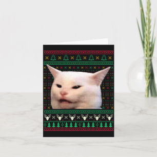 Woman Yelling At A Cat Ugly X-mas Sweaters Funny M Card