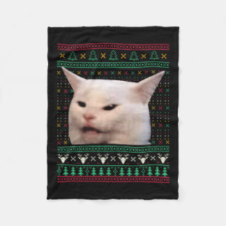 Woman Yelling At A Cat Ugly X-mas Sweaters Funny M Fleece Blanket