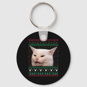 Woman Yelling At A Cat Ugly X-mas Sweaters Funny M Key Ring