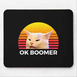 Woman Yelling At Table Dinner Funny Cat Ok Boomer  Mouse Pad